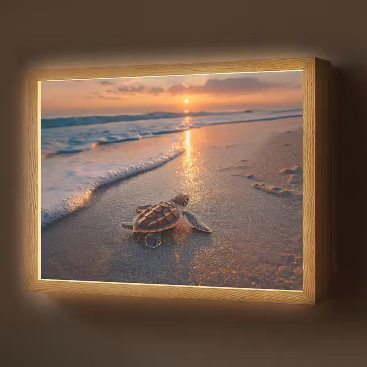 Lightbox - Wandlamp - Schildpad - strand - Zonsondergang — 1
