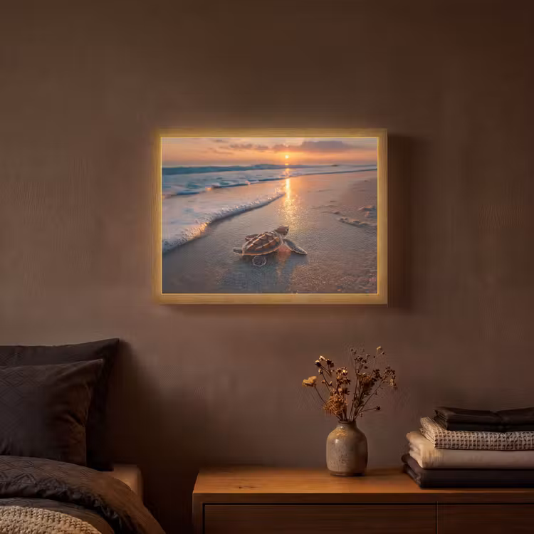 Lightbox - Wandlamp - Schildpad - strand - Zonsondergang — 3