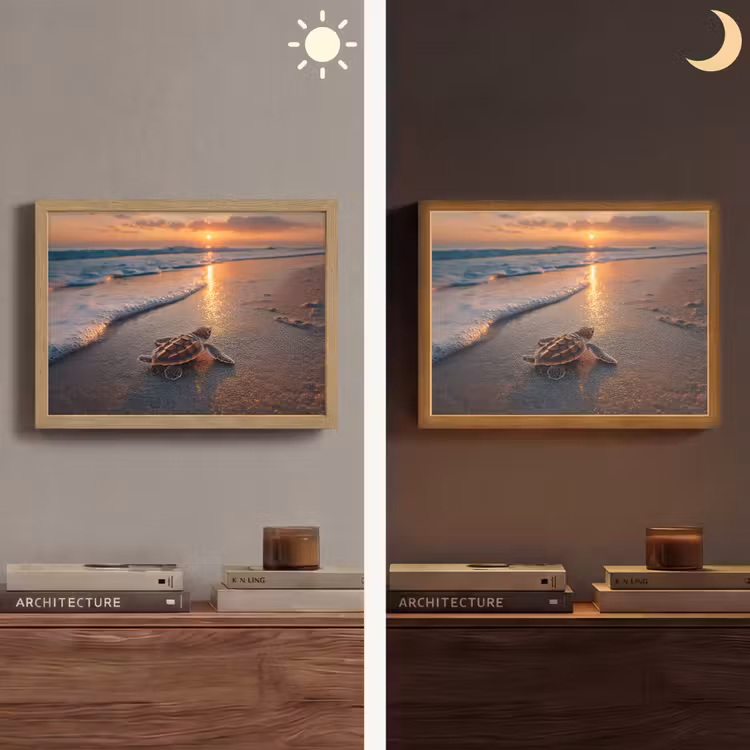 Lightbox - Wandlamp - Schildpad - strand - Zonsondergang — 6