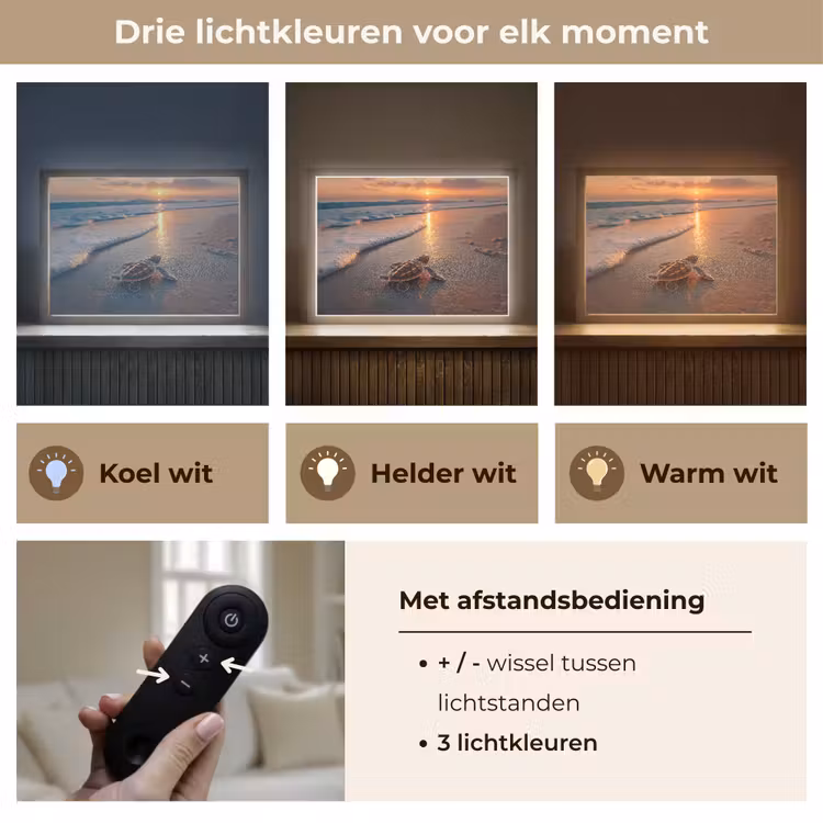 Lightbox - Wandlamp - Schildpad - strand - Zonsondergang — 8
