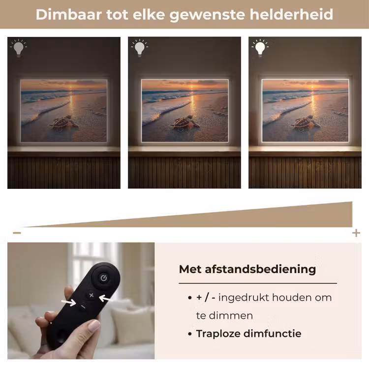 Lightbox - Wandlamp - Schildpad - strand - Zonsondergang — 9