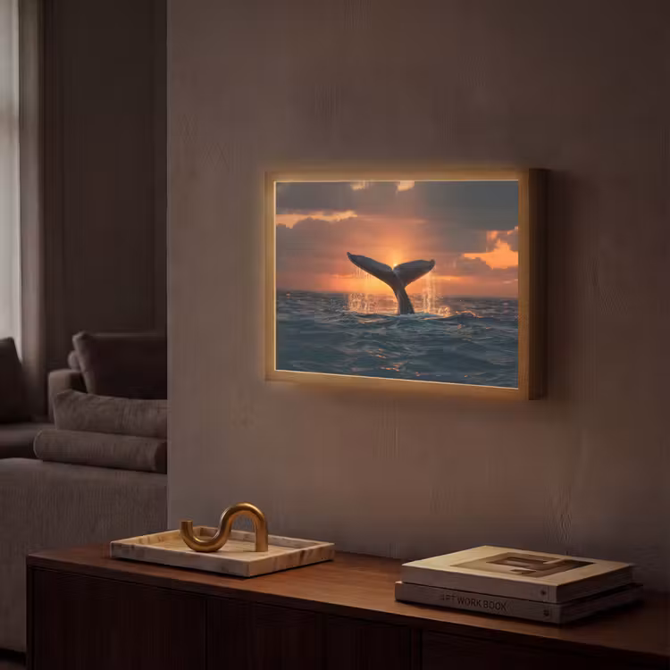 Lightbox - Wandlamp - Walvis staart - Water - Zonsondergang — 2