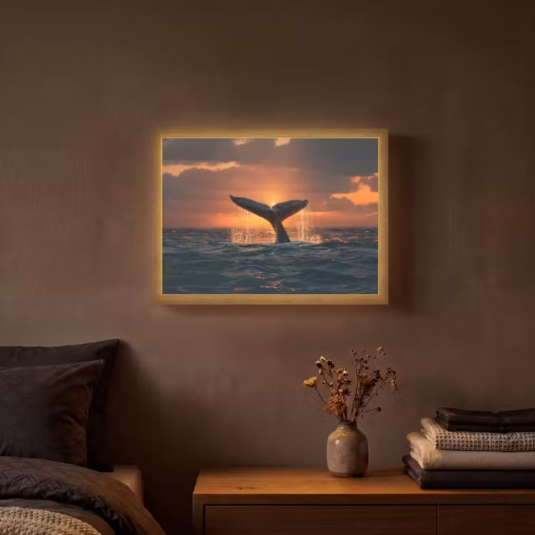 Lightbox - Wandlamp - Walvis staart - Water - Zonsondergang — 3