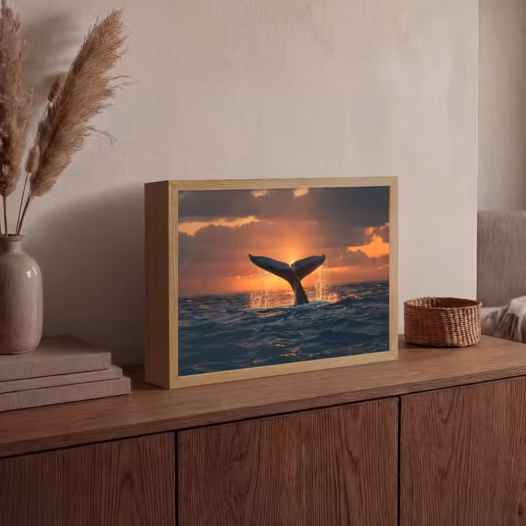 Lightbox - Wandlamp - Walvis staart - Water - Zonsondergang — 4