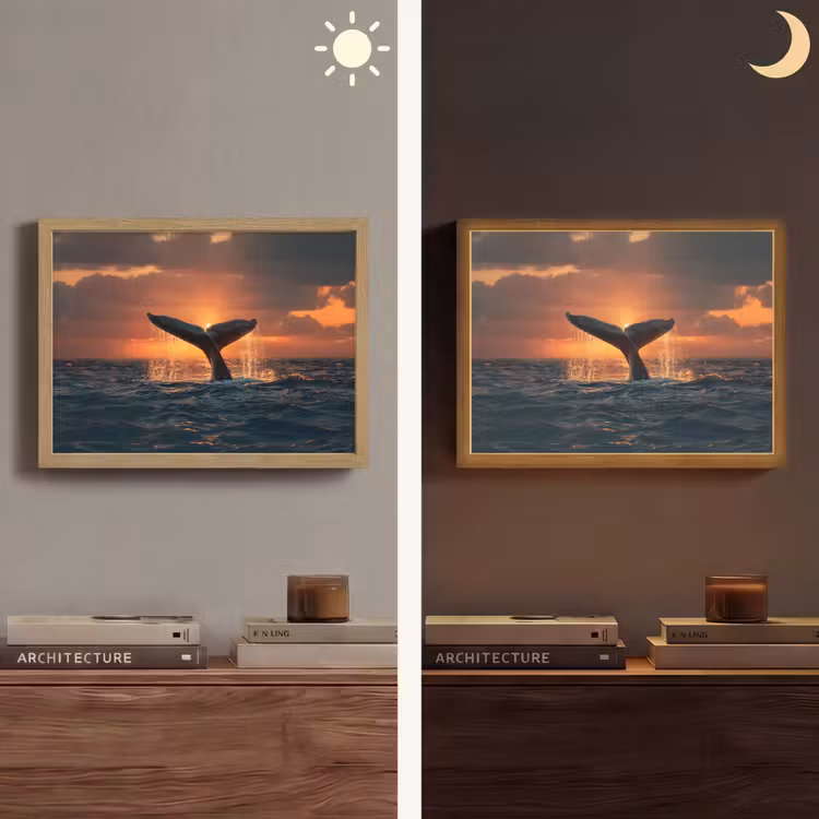 Lightbox - Wandlamp - Walvis staart - Water - Zonsondergang — 6