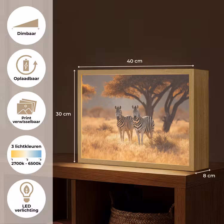 Lightbox - Wandlamp - Zebra's - Savannelandschap - Gras — 10