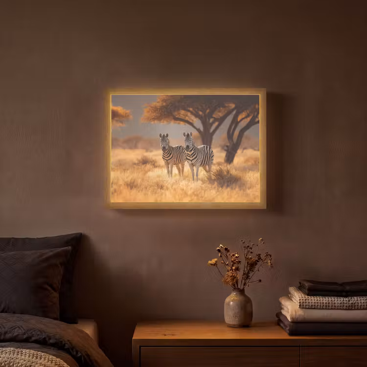 Lightbox - Wandlamp - Zebra's - Savannelandschap - Gras — 3