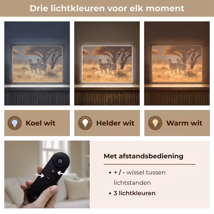 Lightbox - Wandlamp - Zebra's - Savannelandschap - Gras — 8