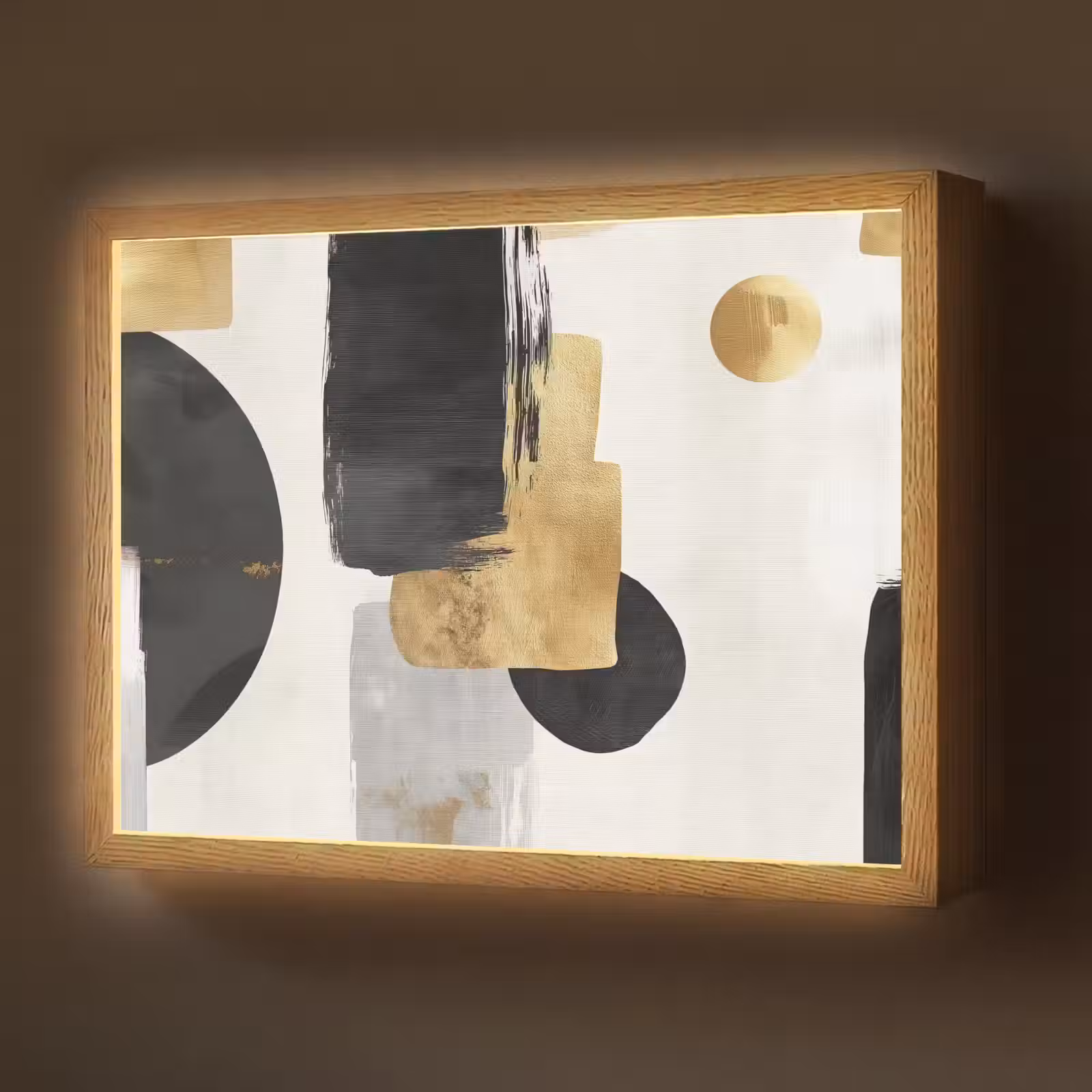 Lightbox - Wandlamp - Goud - Rechthoeken - Cirkels - Abstract — 1