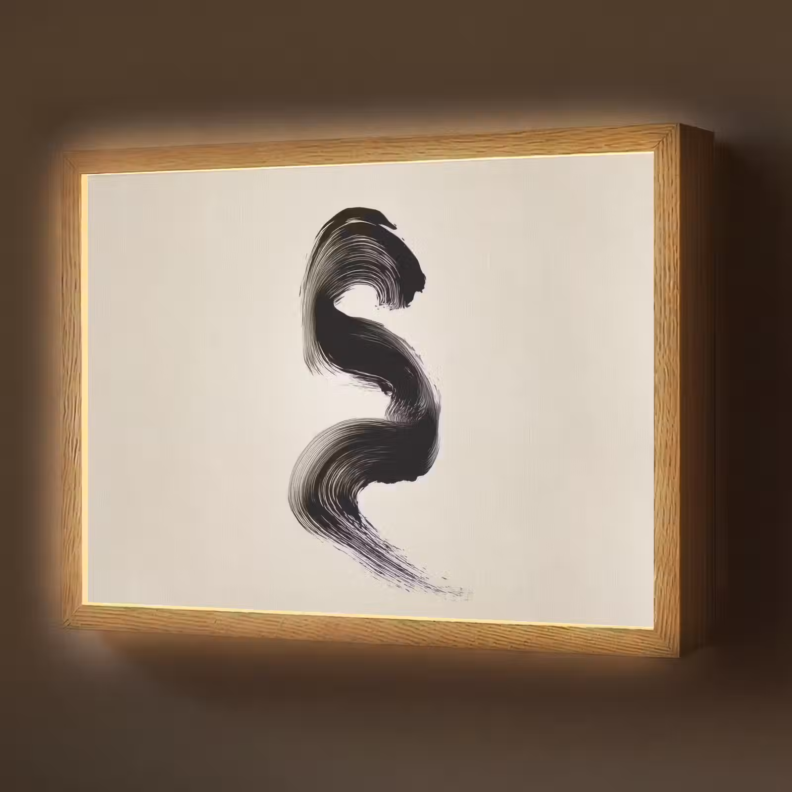Lightbox - Wandlamp - Penseelstreek - Zwart - Minimalistisch — 1