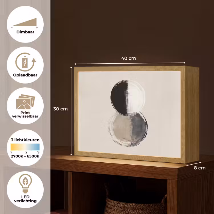 Lightbox - Wandlamp - Cirkels - Strepen - Minimalistisch - Zwart — 10