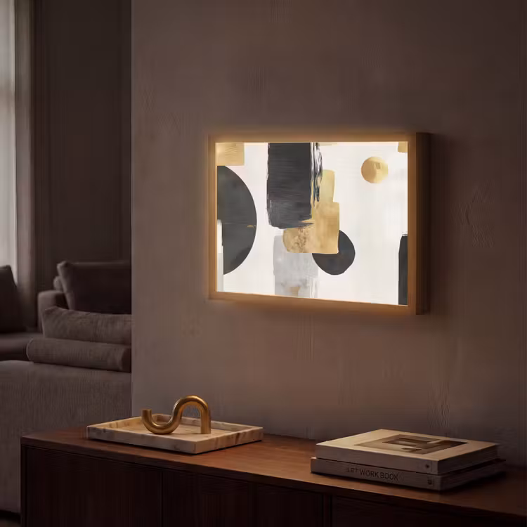 Lightbox - Wandlamp - Goud - Rechthoeken - Cirkels - Abstract — 2