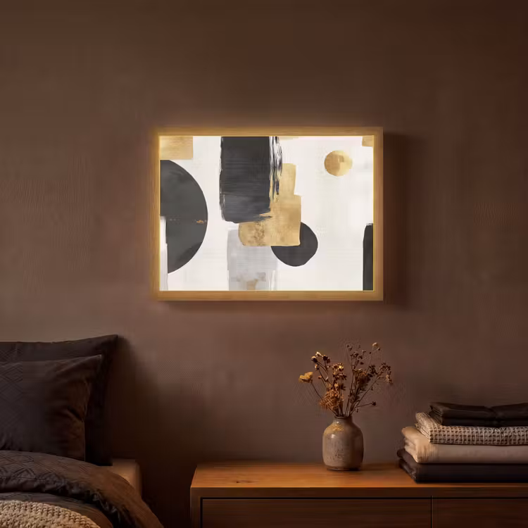 Lightbox - Wandlamp - Goud - Rechthoeken - Cirkels - Abstract — 3