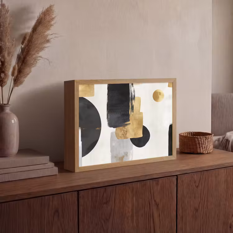 Lightbox - Wandlamp - Goud - Rechthoeken - Cirkels - Abstract — 4