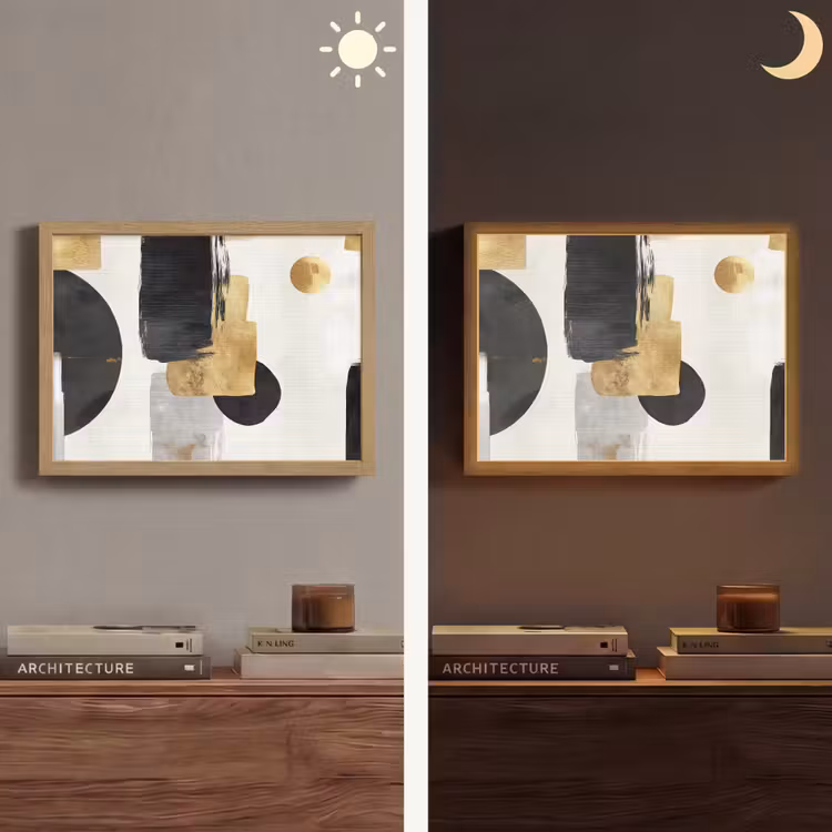Lightbox - Wandlamp - Goud - Rechthoeken - Cirkels - Abstract — 6