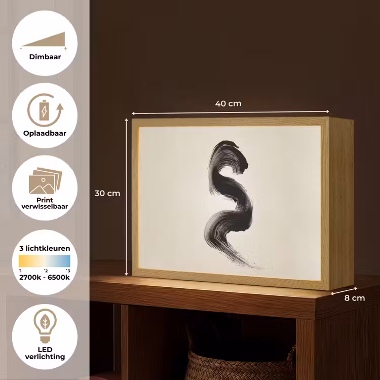 Lightbox - Wandlamp - Penseelstreek - Zwart - Minimalistisch — 10