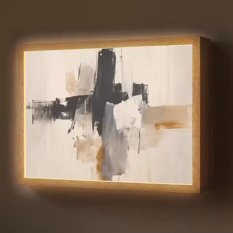 Lightbox - Wandlamp - Penseelstreken - Ruw - Abstract - Beige — 1