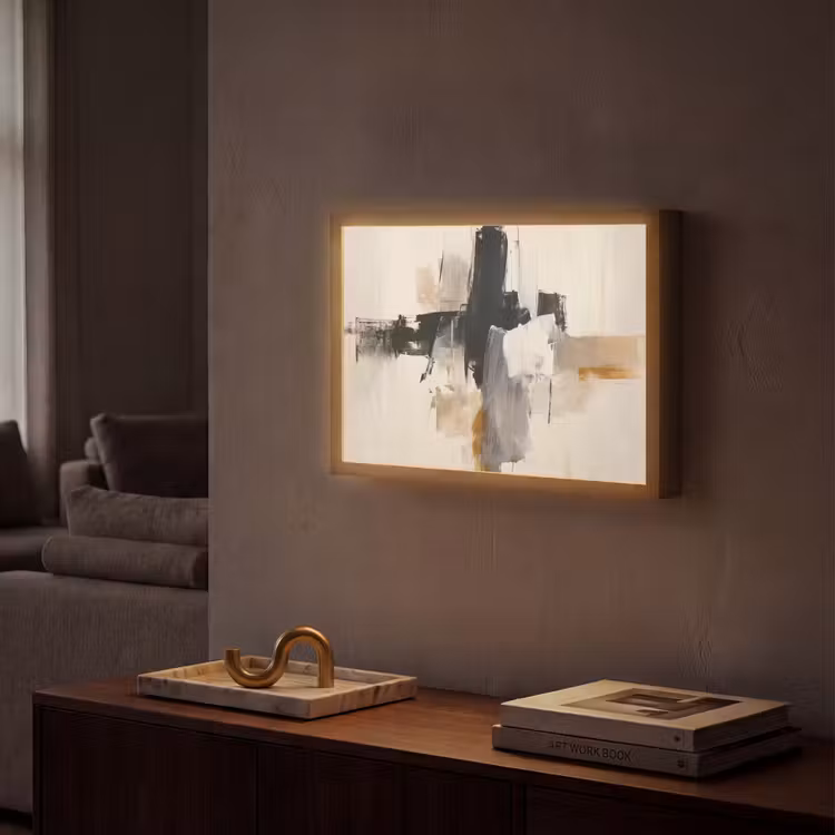 Lightbox - Wandlamp - Penseelstreken - Ruw - Abstract - Beige — 2