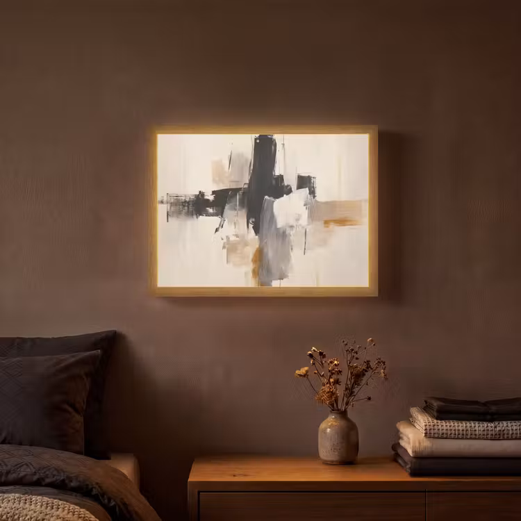 Lightbox - Wandlamp - Penseelstreken - Ruw - Abstract - Beige — 3