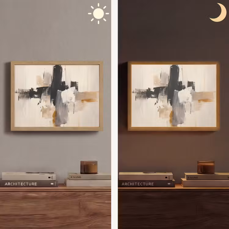 Lightbox - Wandlamp - Penseelstreken - Ruw - Abstract - Beige — 6