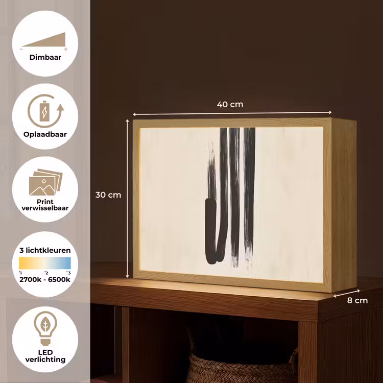 Lightbox - Wandlamp - Penseelstreken - Verticaal - Zwart — 10
