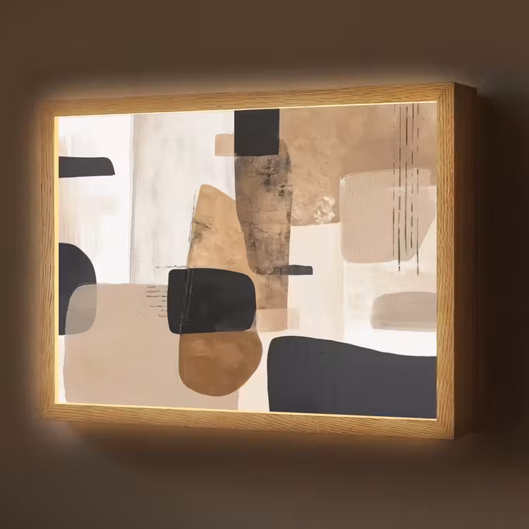 Lightbox - Wandlamp - Vlakken - Abstract - Zwart - Strepen — 1