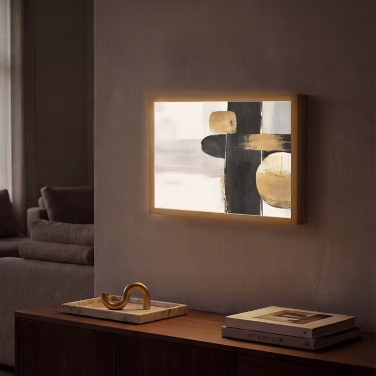 Lightbox - Wandlamp - Vormen - Penseelstreken - Abstract - Goud — 2
