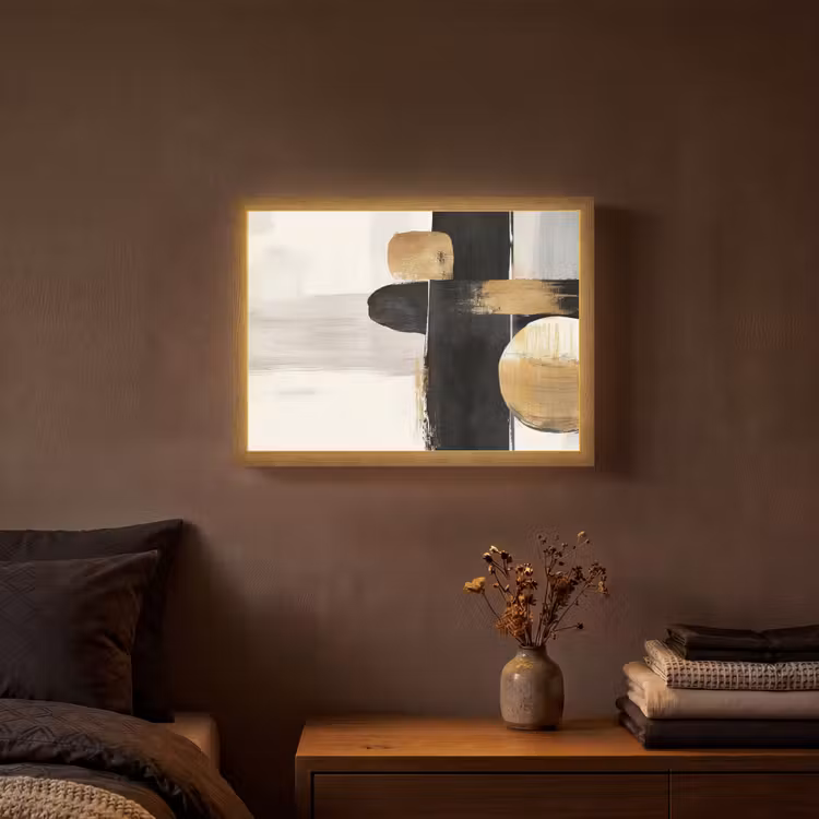 Lightbox - Wandlamp - Vormen - Penseelstreken - Abstract - Goud — 3