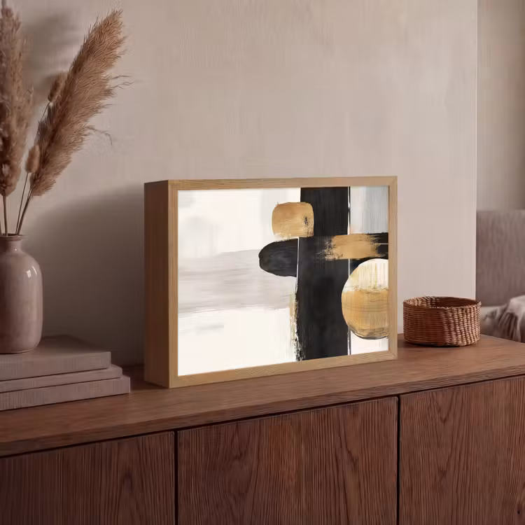 Lightbox - Wandlamp - Vormen - Penseelstreken - Abstract - Goud — 4