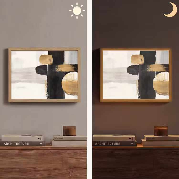 Lightbox - Wandlamp - Vormen - Penseelstreken - Abstract - Goud — 6