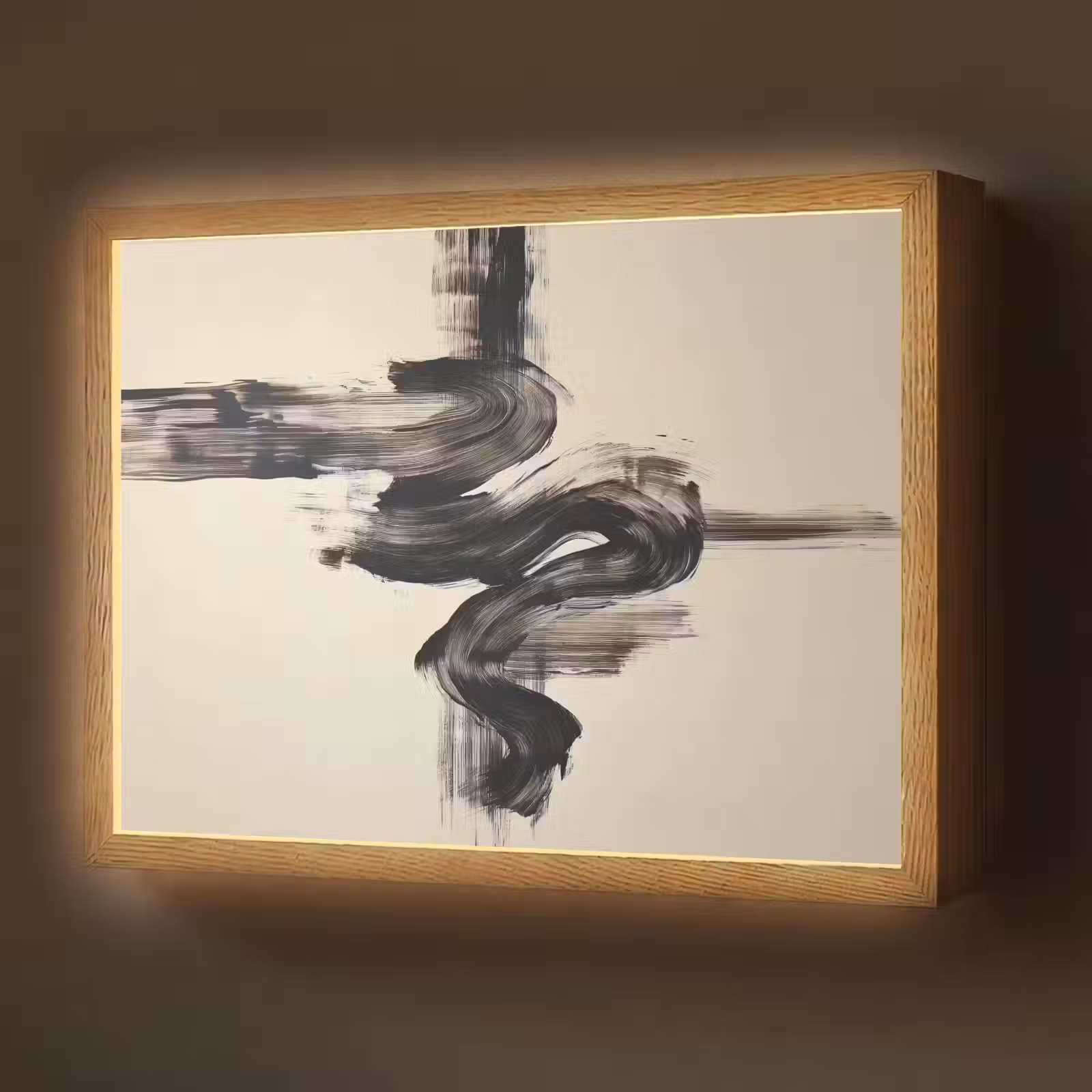 Lightbox - Wandlamp - Golven - Penseelstreken - Beige - Minimalistisch — 1