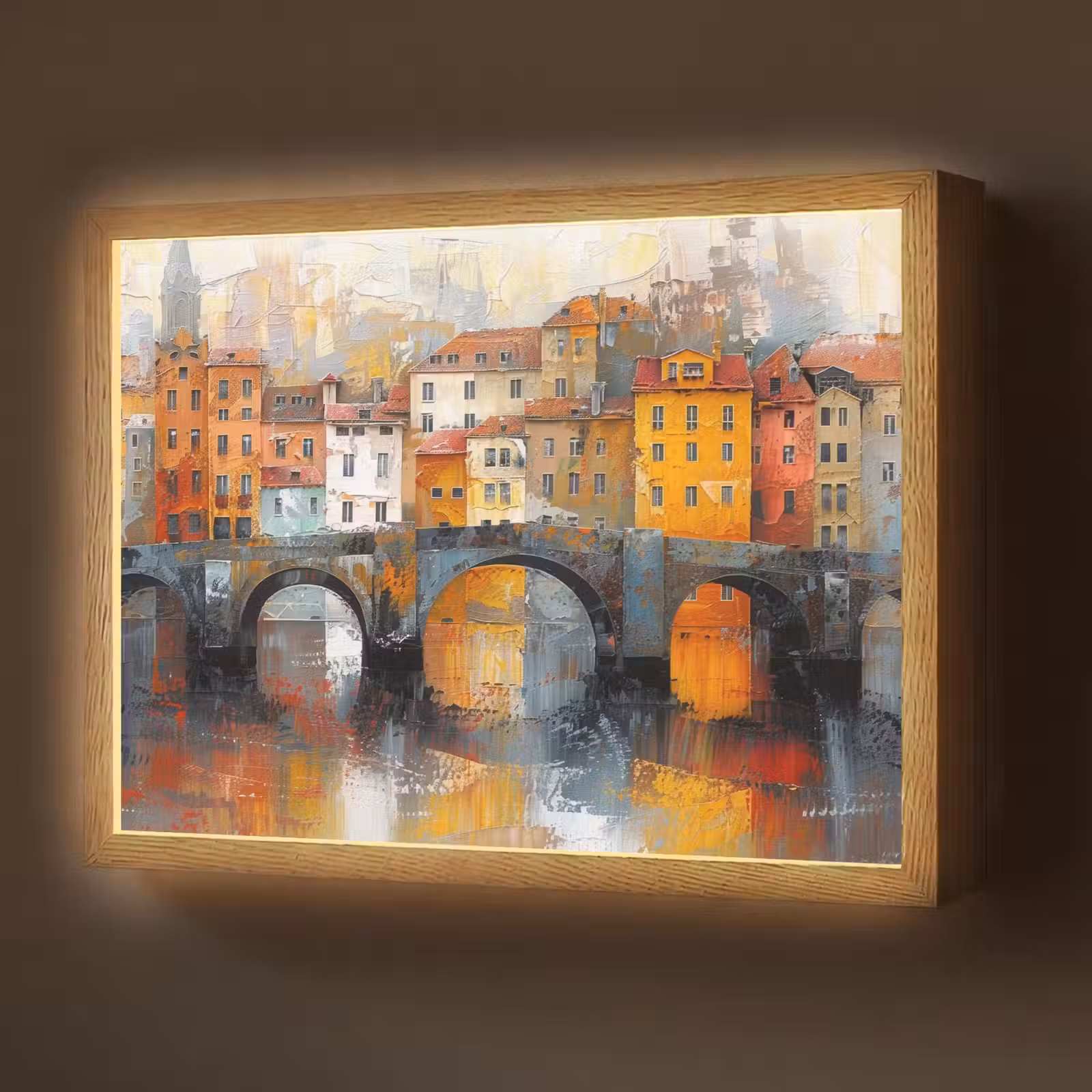 Lightbox - Wandlamp - Gracht - Huizen - Kunst - Art — 1