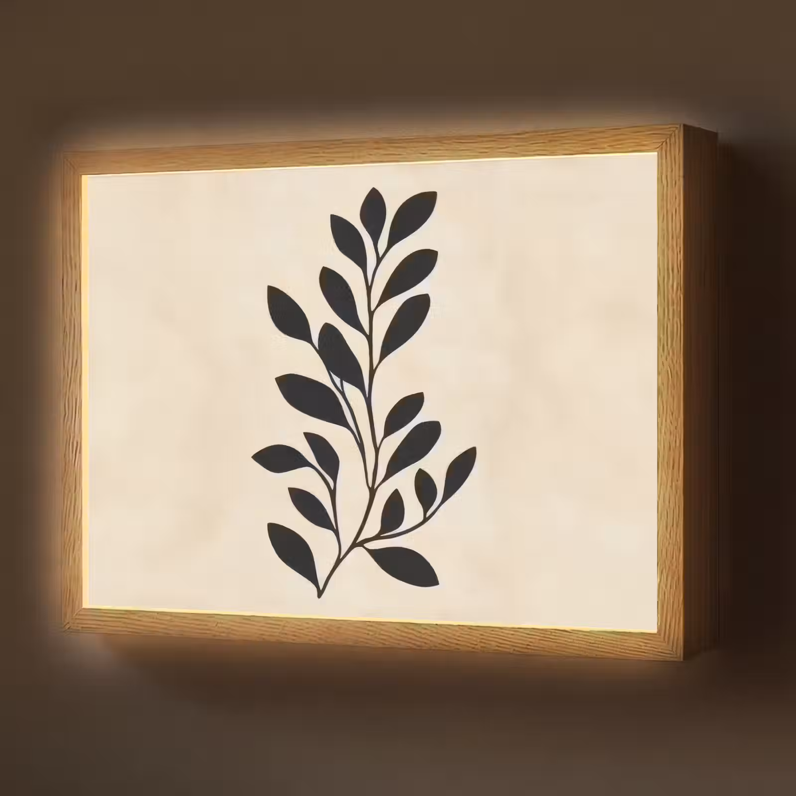 Lightbox - Wandlamp - Minimalistisch - Tak - Bladeren - Zwart — 1