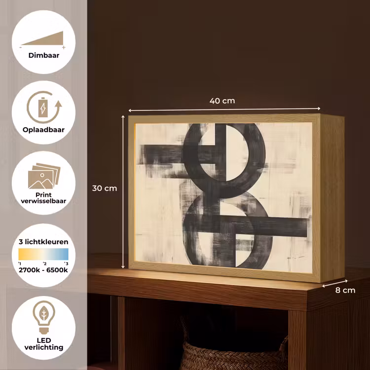 Lightbox - Wandlamp - Cirkels - Balken - Zwart - Abstract — 10