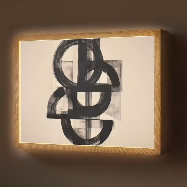 Lightbox - Wandlamp - Cirkels - Lijnen - Vormen - Zwart — 1