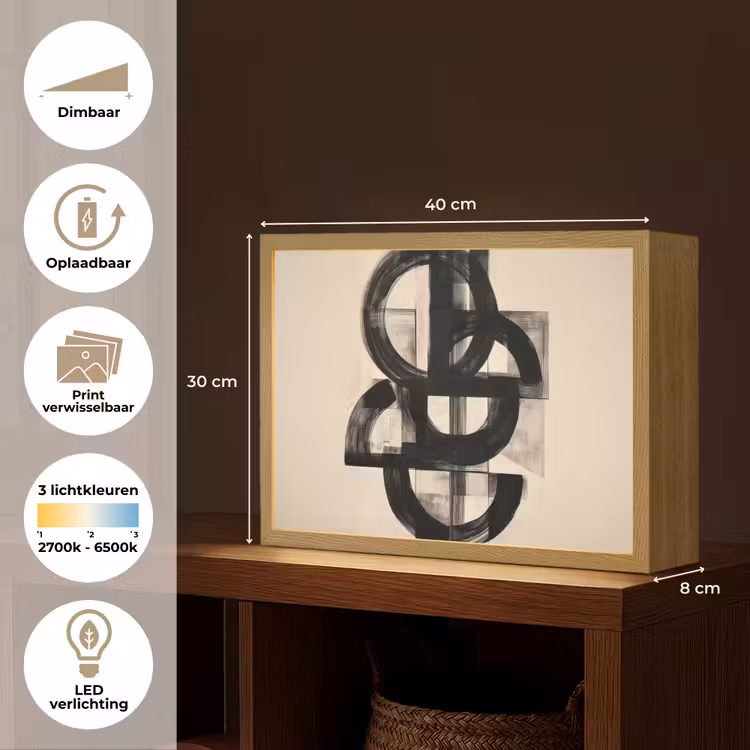 Lightbox - Wandlamp - Cirkels - Lijnen - Vormen - Zwart — 10
