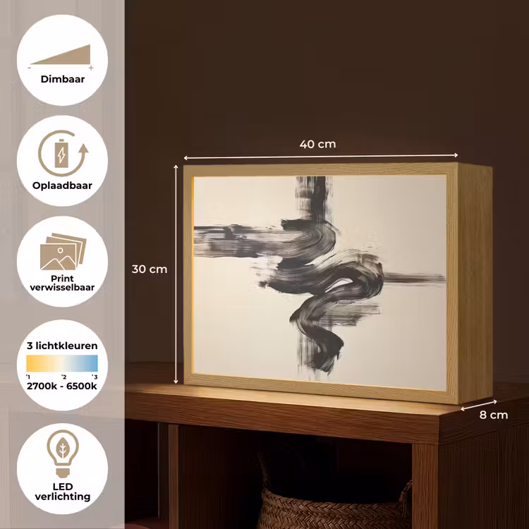 Lightbox - Wandlamp - Golven - Penseelstreken - Beige - Minimalistisch — 10
