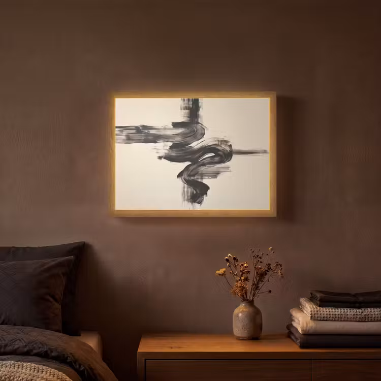 Lightbox - Wandlamp - Golven - Penseelstreken - Beige - Minimalistisch — 3