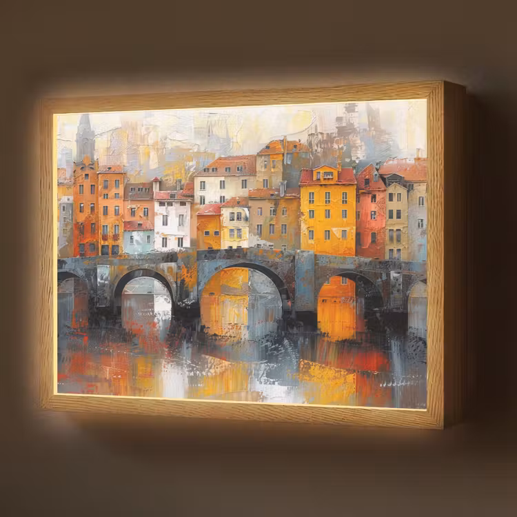 Lightbox - Wandlamp - Gracht - Huizen - Kunst - Art — 1