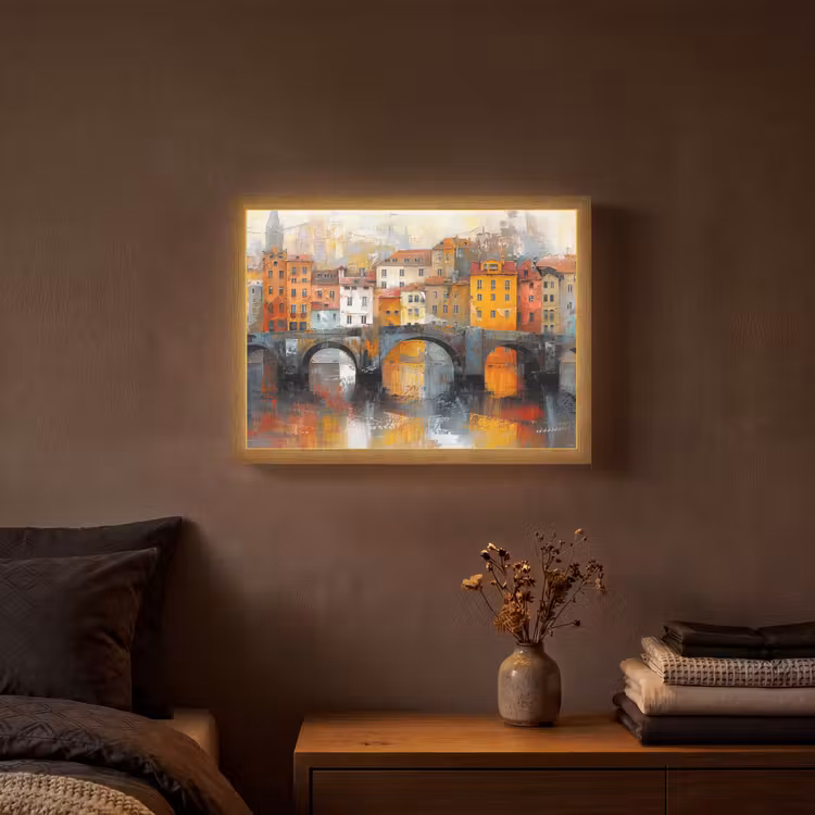 Lightbox - Wandlamp - Gracht - Huizen - Kunst - Art — 3