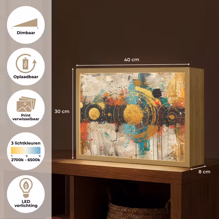 Lightbox - Wandlamp - Kunst - Abstract - Aesthetic - Goud — 10