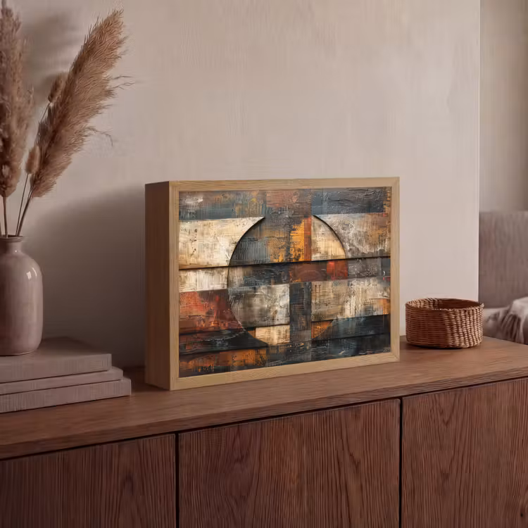 Lightbox - Wandlamp - Kunst - Bruin - Abstract - Hout motief — 4