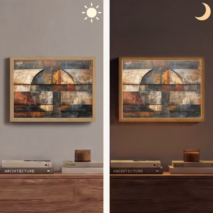 Lightbox - Wandlamp - Kunst - Bruin - Abstract - Hout motief — 6