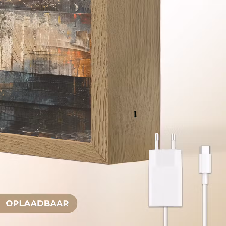 Lightbox - Wandlamp - Kunst - Bruin - Abstract - Hout motief — 7