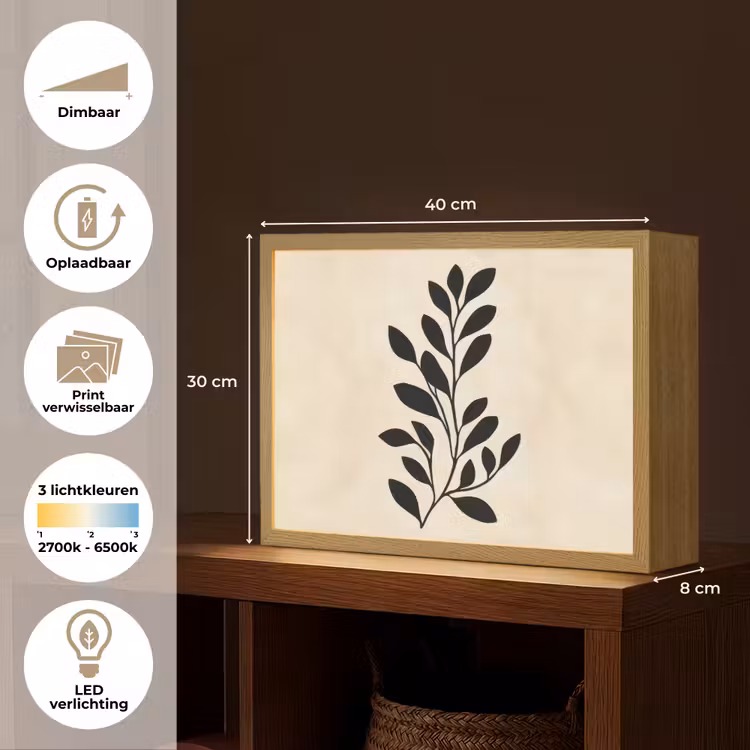 Lightbox - Wandlamp - Minimalistisch - Tak - Bladeren - Zwart — 10