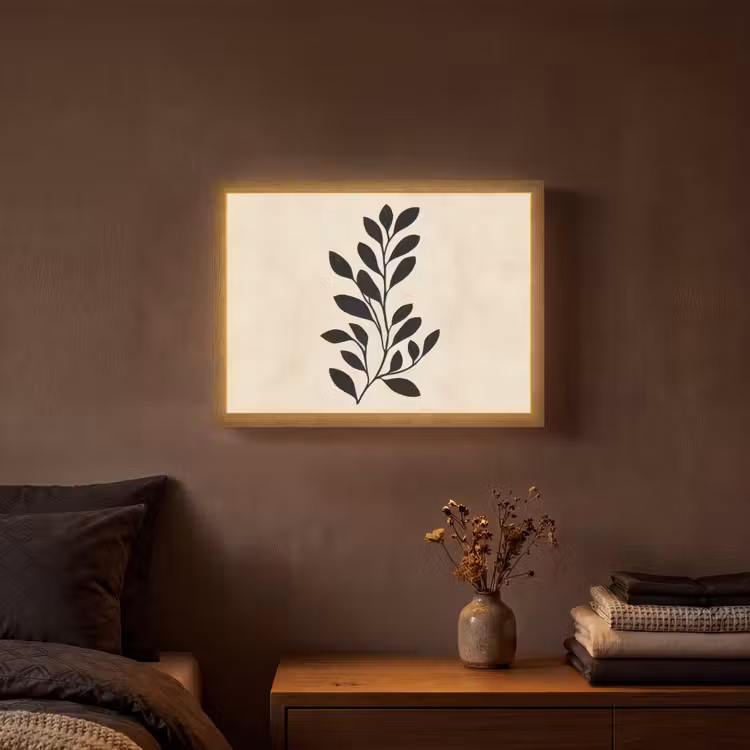 Lightbox - Wandlamp - Minimalistisch - Tak - Bladeren - Zwart — 3