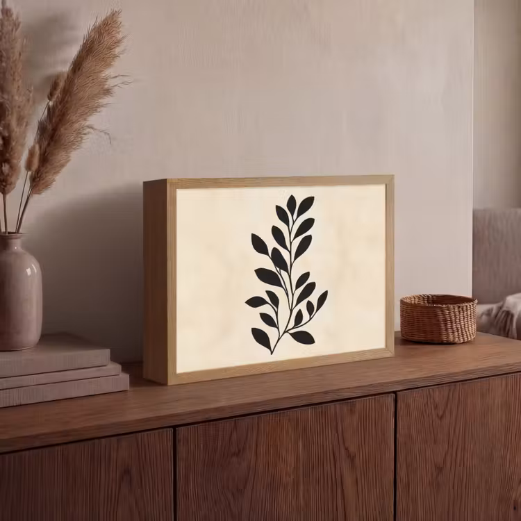 Lightbox - Wandlamp - Minimalistisch - Tak - Bladeren - Zwart — 4