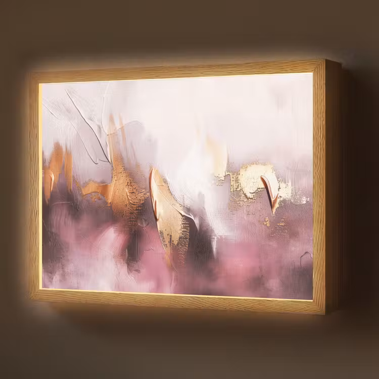 Lightbox - Wandlamp - Paars - Abstract - Verf - Goud — 1