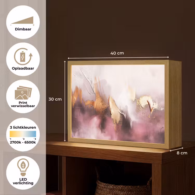 Lightbox - Wandlamp - Paars - Abstract - Verf - Goud — 10