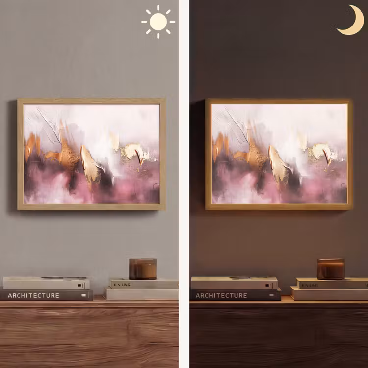 Lightbox - Wandlamp - Paars - Abstract - Verf - Goud — 6